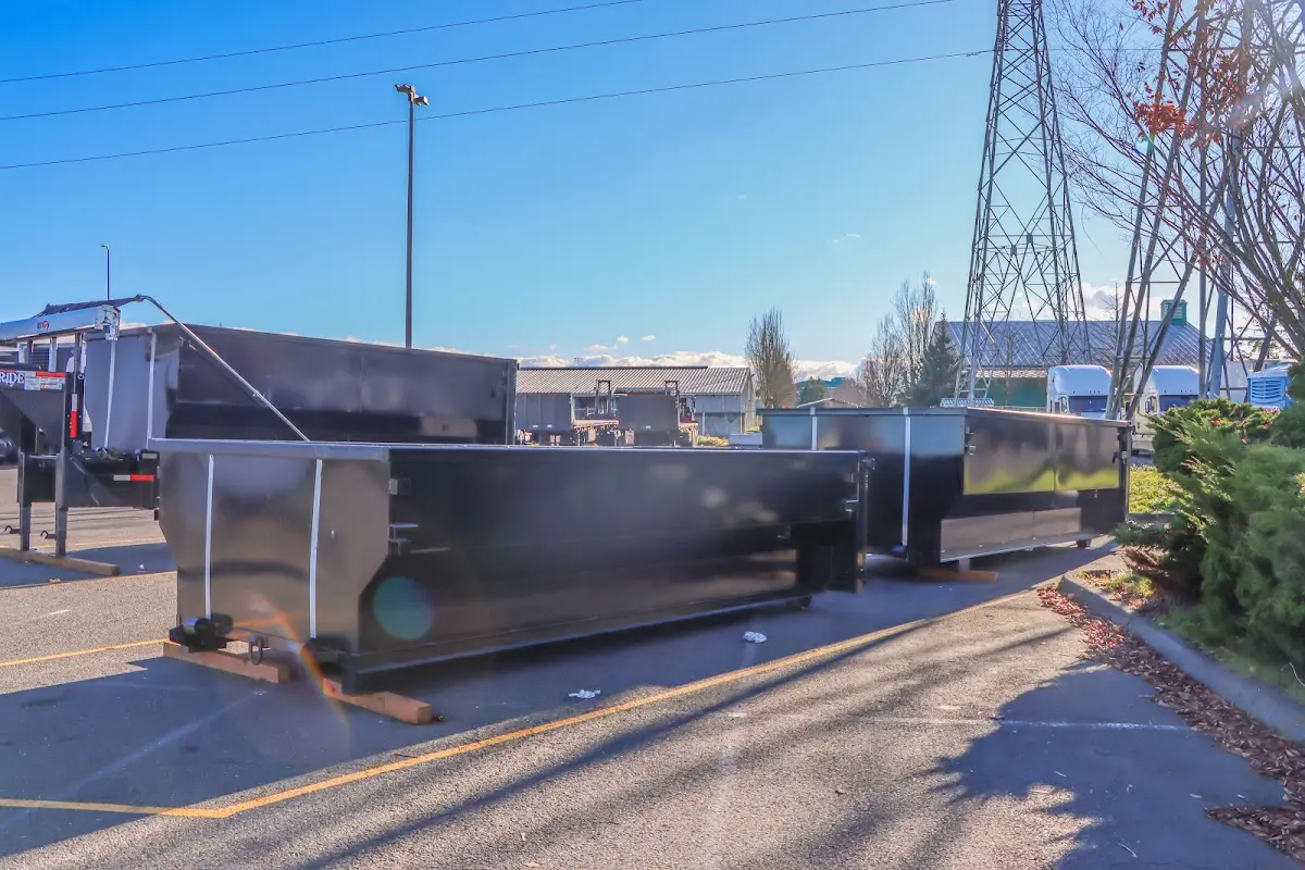 Roll-off dumpster ready for waste disposal at job site for 4 Yard Dumpster Rental in Kennedale